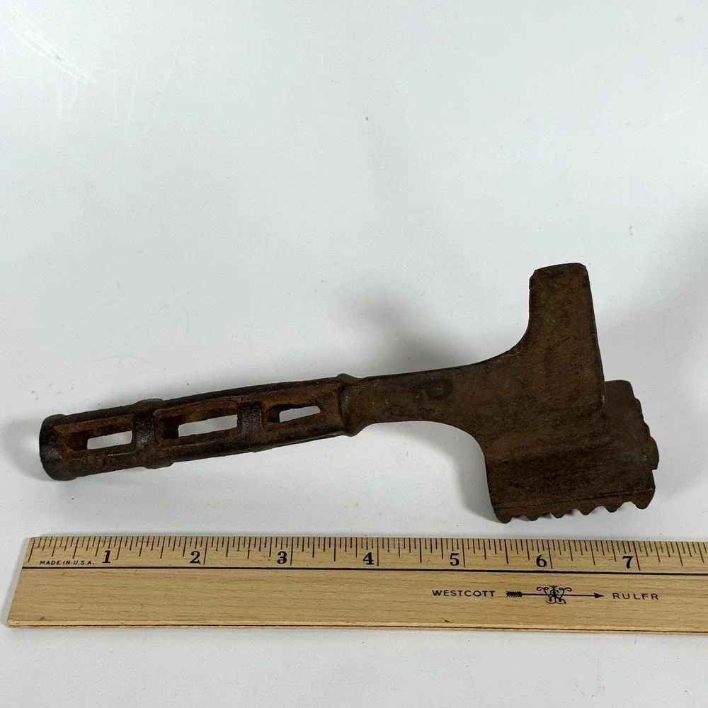 Antique‎ Cast Iron Meat Tenderizer Kitchen Tool Ice Hammer Rustic Kitchen Tool